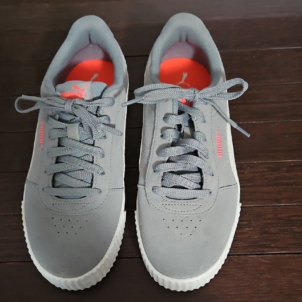 Puma Gray Sneakers with Bright Orange Highlights 8